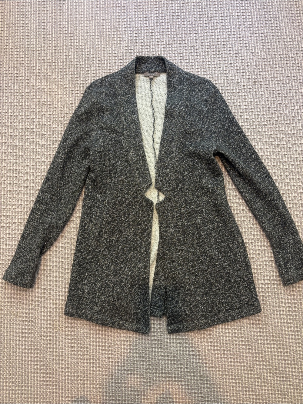 Lilla P Women's Open-Front Charcoal Gray gold Sweater Cardigan